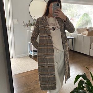 Long Plaid Peacoat